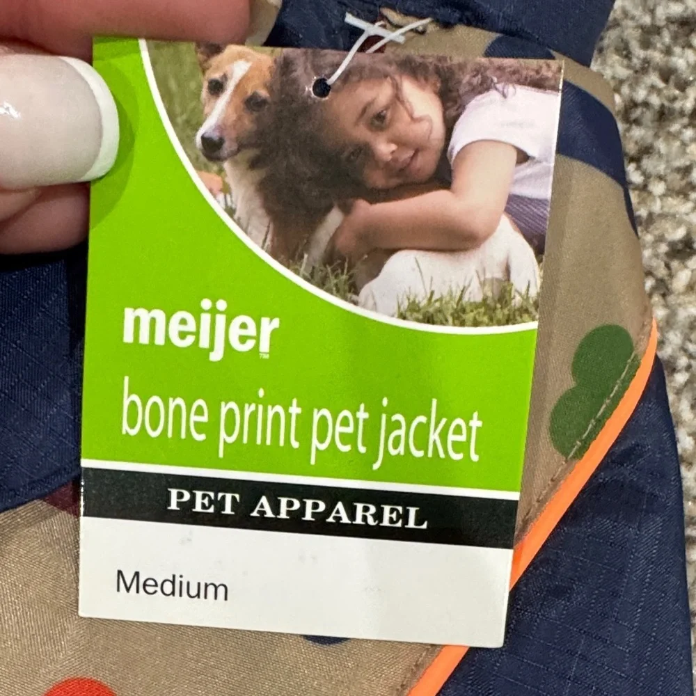 Navy Dog Jacket with Colorful Bone Print